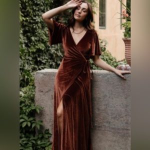 Baltic Born Megan Velvet Wrap Maxi Dress - Bronze